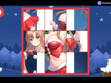Anime Girls In Red Dress Tile Puzzle